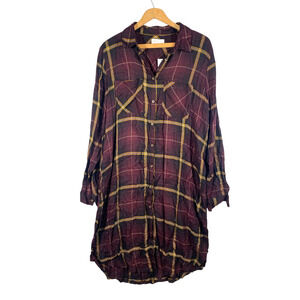 Maurices Dress 0 / 0X 1X Tunic Button Up Plaid Country Western Cowgirl Core NEW